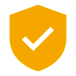 Yellow checkmark on shield icon.