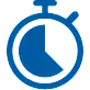 Blue stopwatch icon, time management concept.