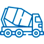 Blue pixelated garbage truck icon.