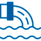 Blue hydroelectric power icon with waves.