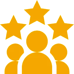 Five-star customer service rating icon.