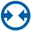 Blue and white recycling logo