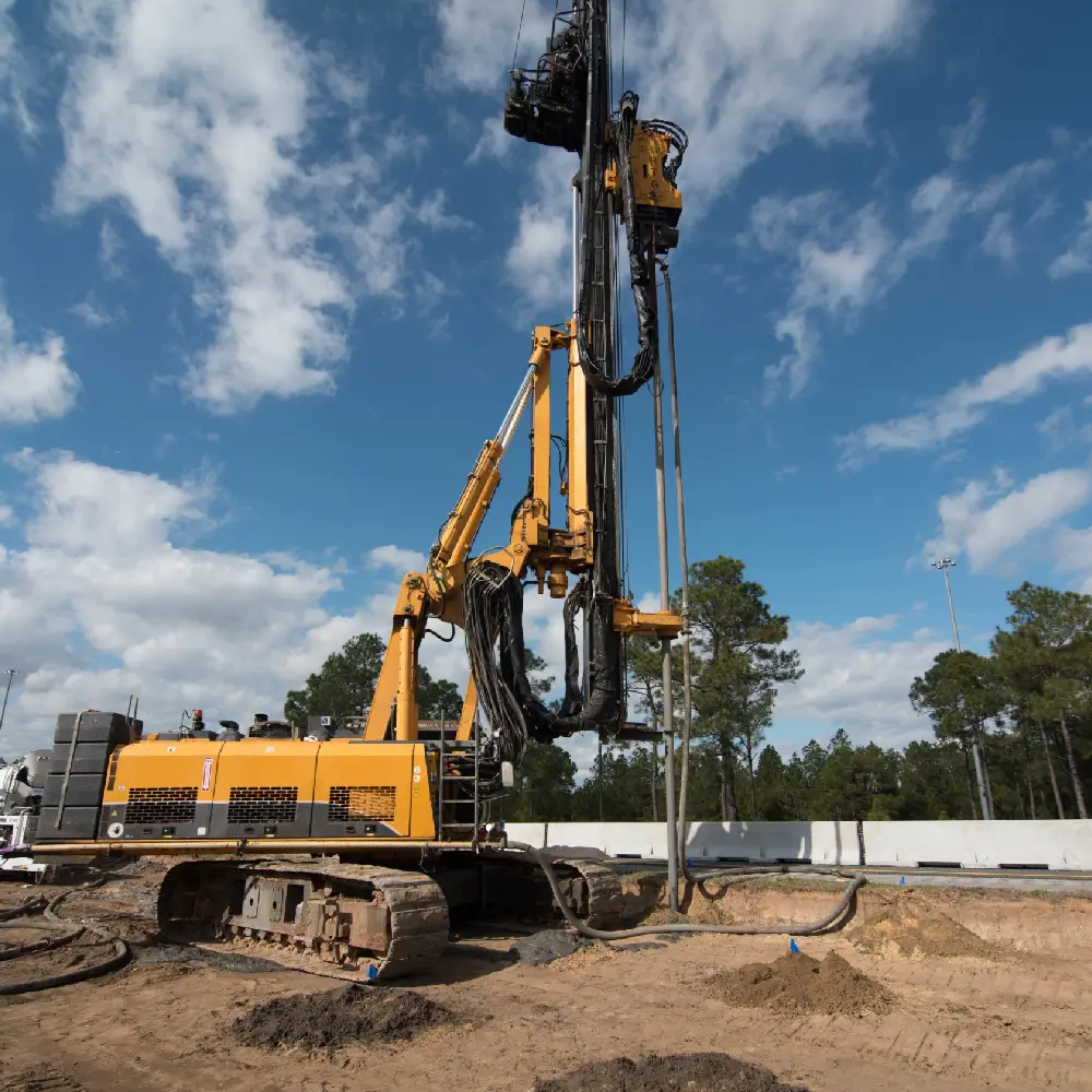 Hydraulic drilling rig at construction site