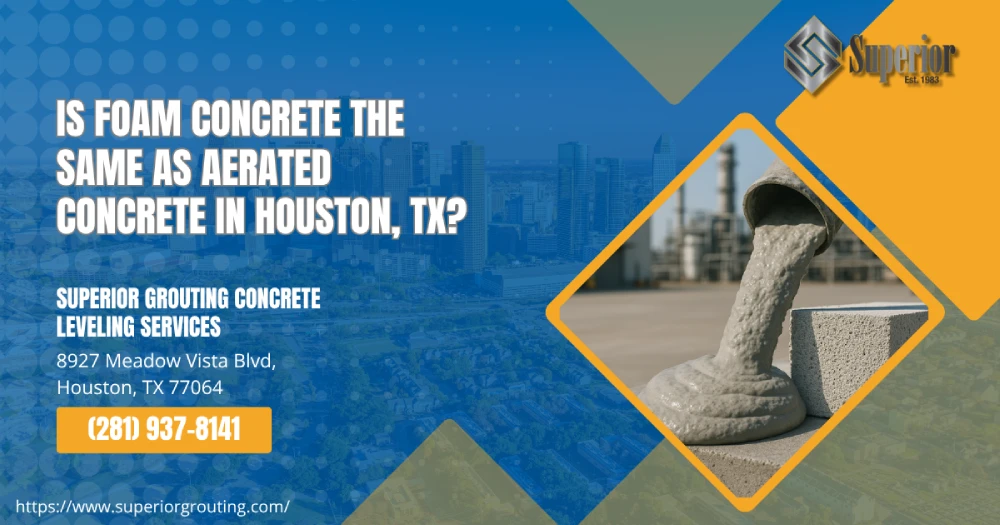 Advertisement for concrete services in Houston, Texas.