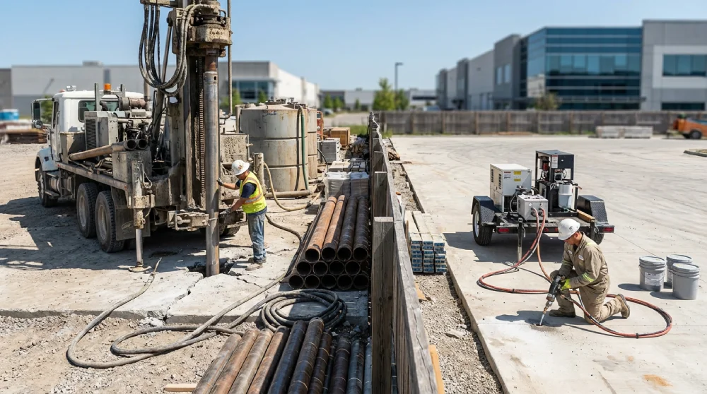 compaction-grouting-drill-rig-versus-polyurethane-injection-trailer-setup