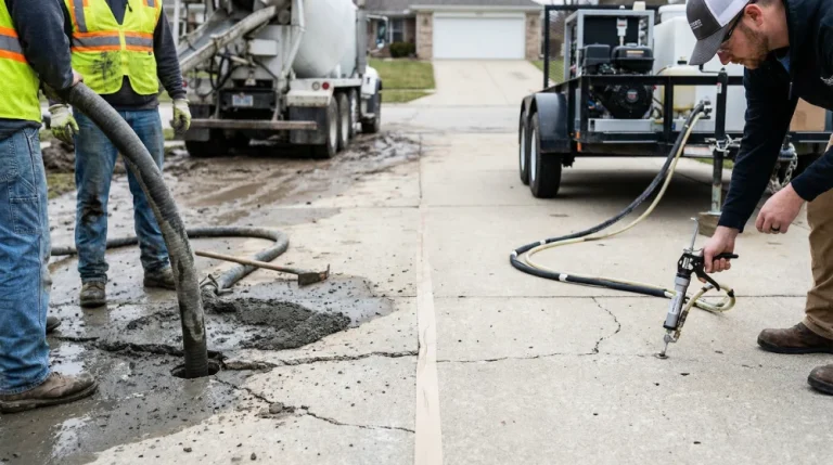 mudjacking-versus-polyurethane-injection-side-by-side-on-driveway