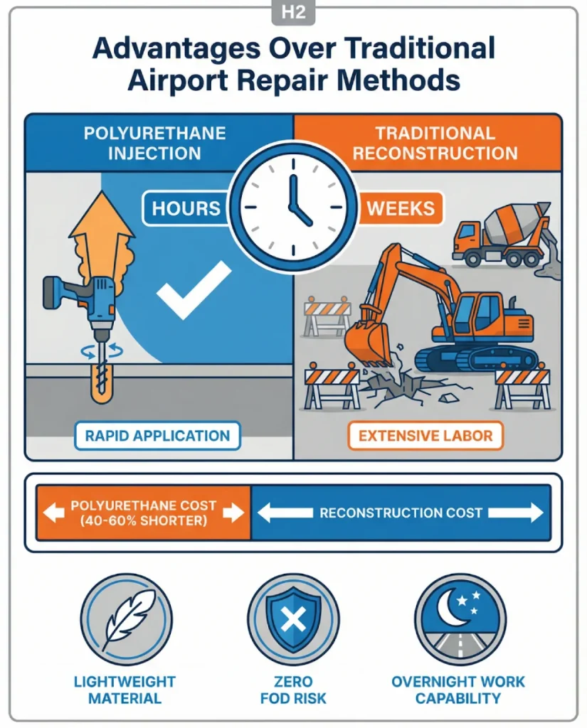 polyurethane-injection-vs-traditional-repair-airport-comparison-vector