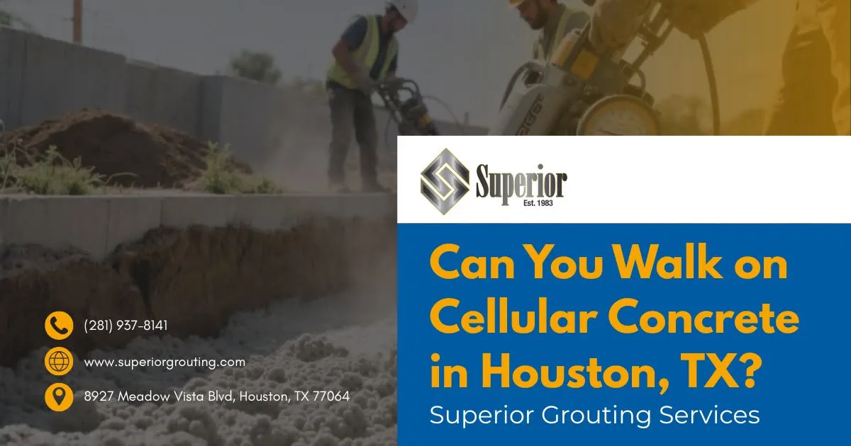 Construction workers with cellular concrete and service advertisement