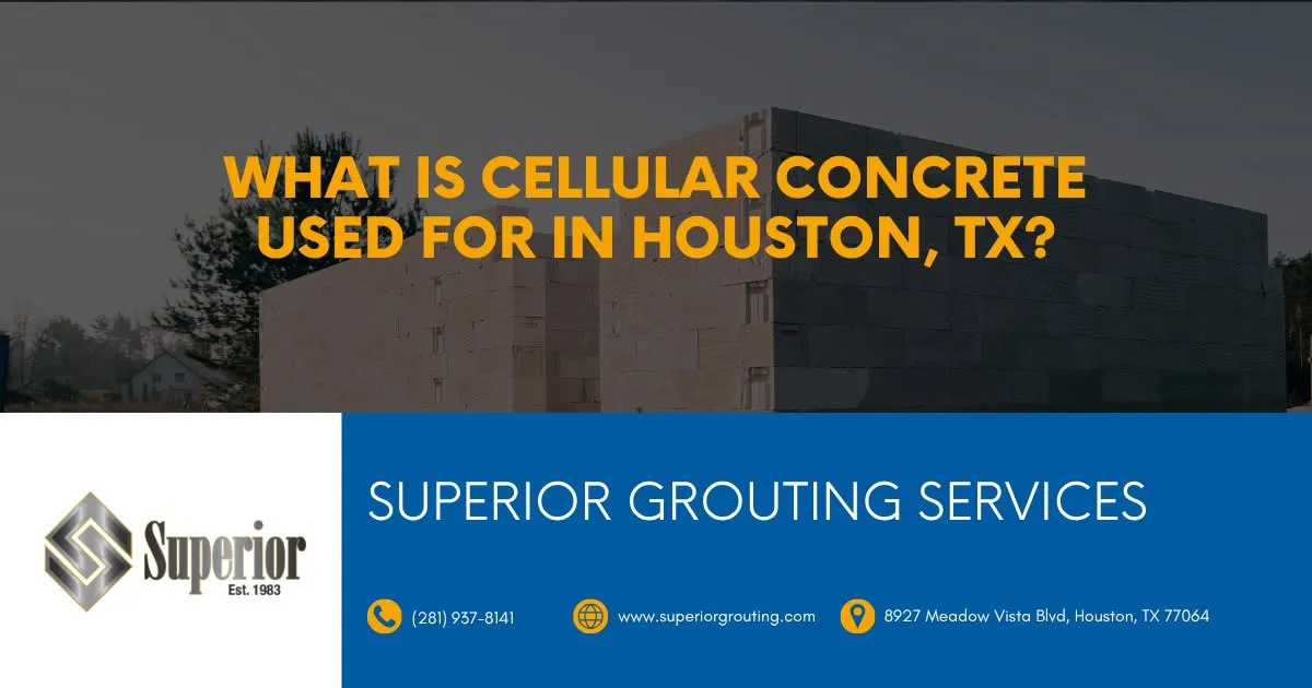 Cellular concrete building with Houston service advertisement