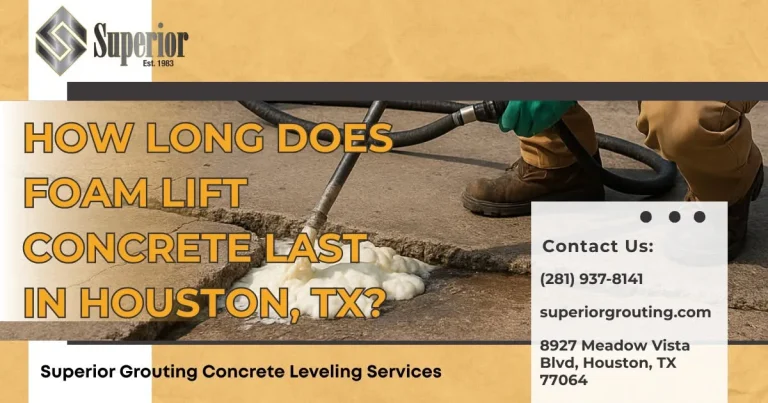 Worker injecting foam beneath cracked concrete slab