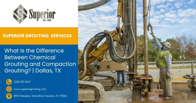 Superior Grouting Services drilling crew at Dallas worksite