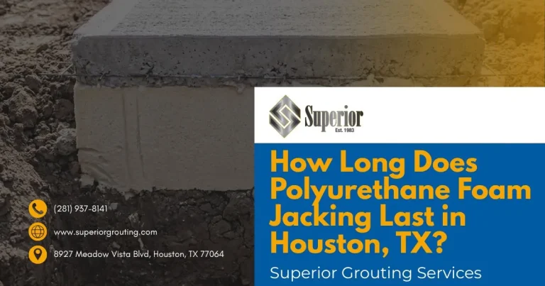 Concrete slab foundation graphic promoting polyurethane foam jacking services