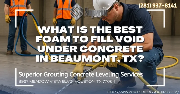 Workers inject foam beneath concrete slab in Beaumont, Texas