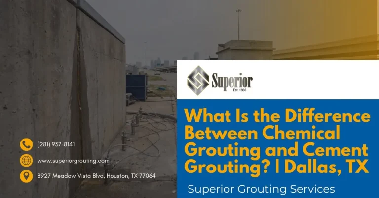 Superior Grouting ad comparing chemical and cement grouting in Dallas